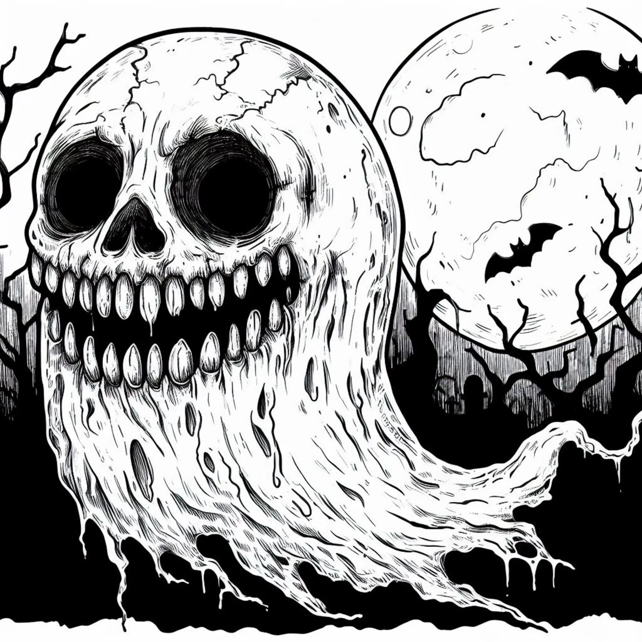 ghost clipart & coloring pages for adults