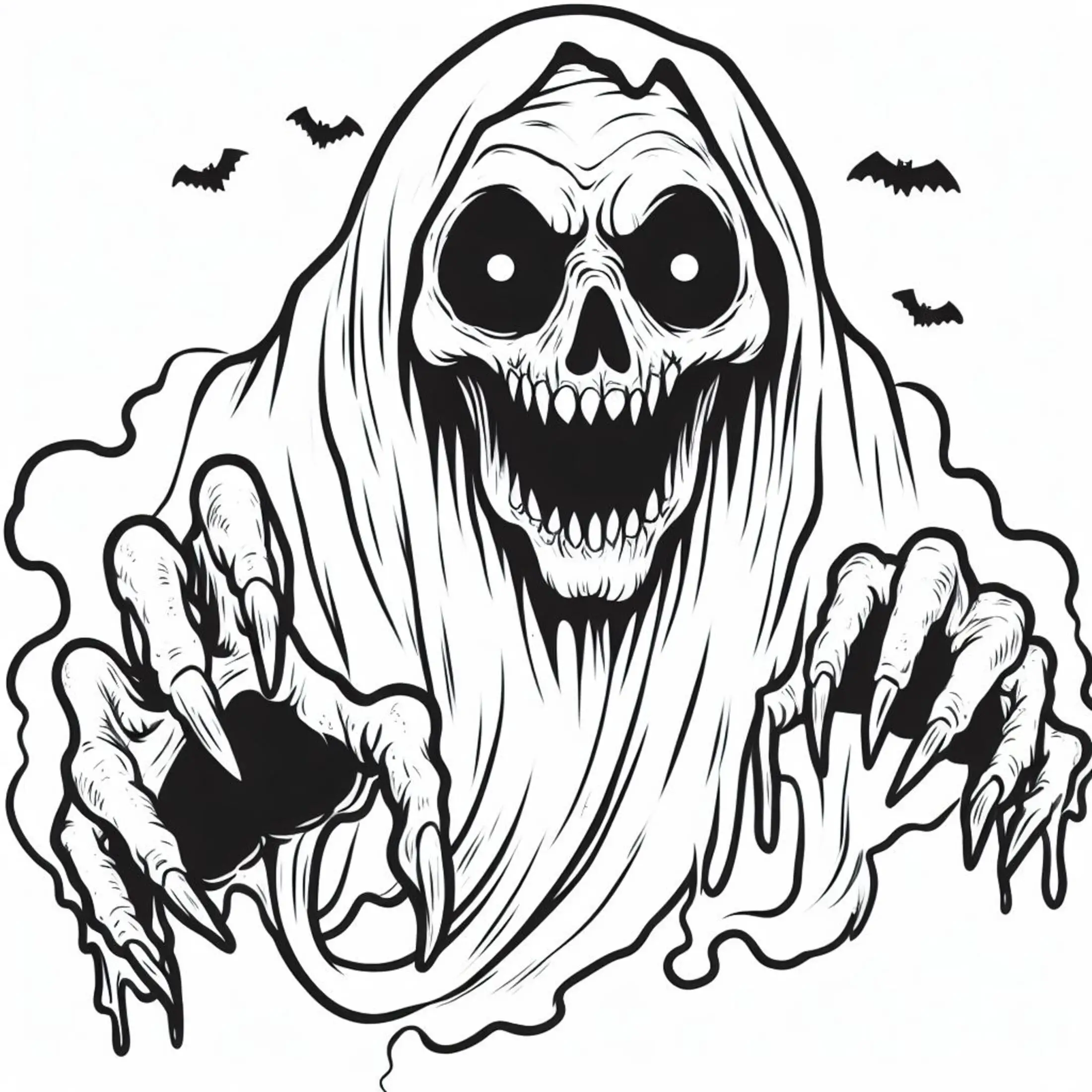 ghost clipart & coloring pages for adults