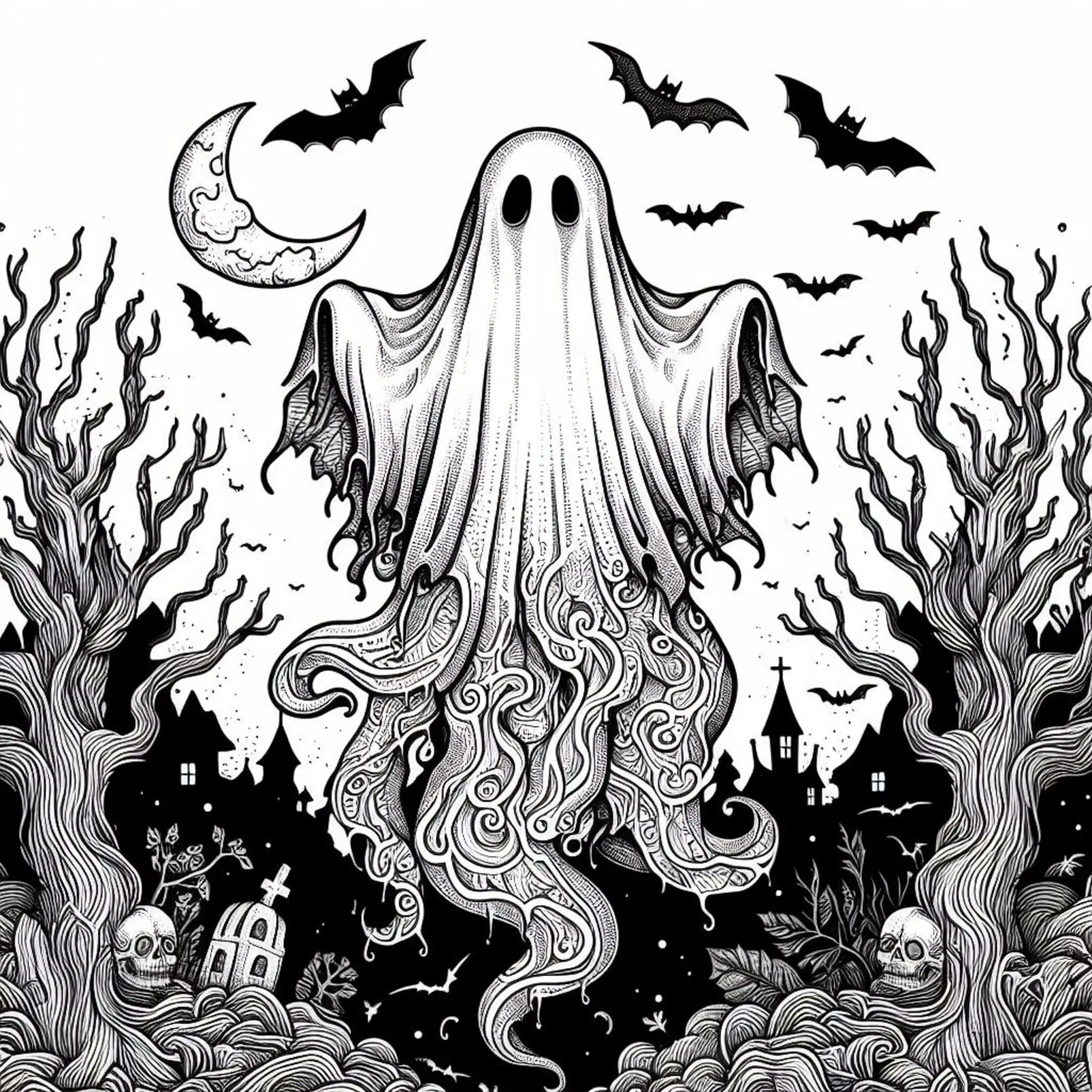 ghost coloring pages for adults 5