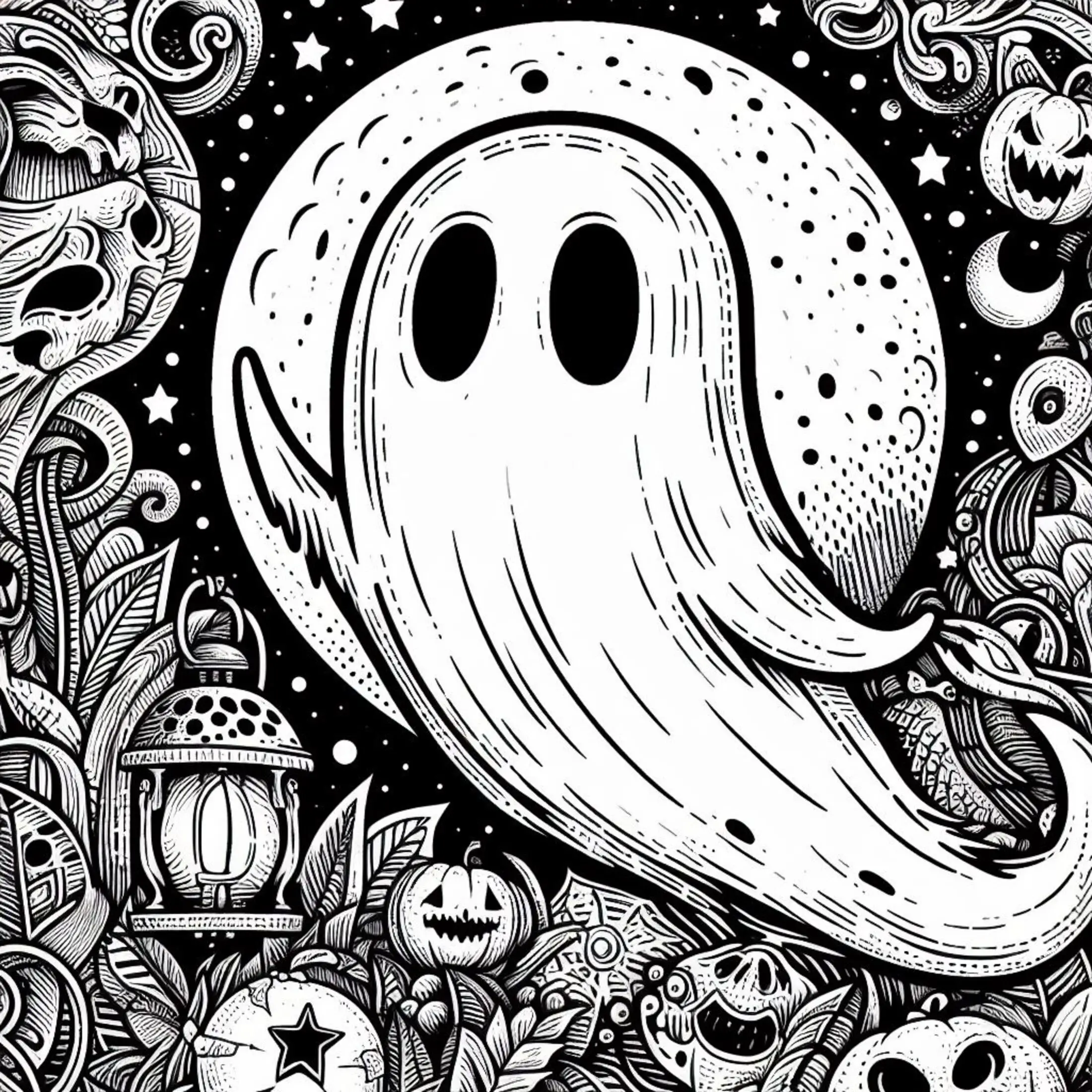 ghost coloring pages for adults 6